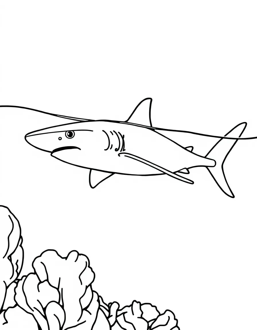 A reef shark patrolling the edge of a drop-off, its sleek form silhouetted against the blue water