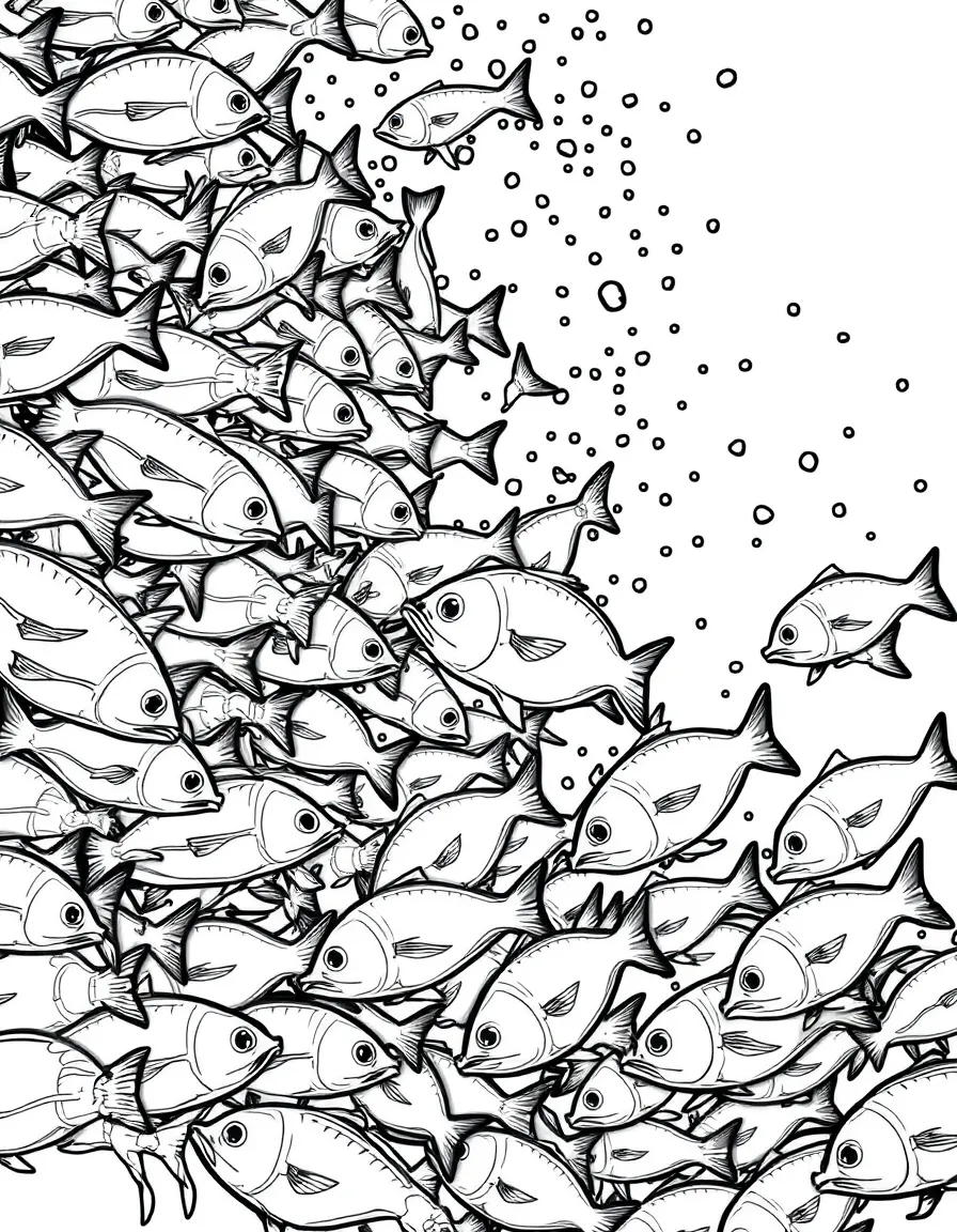 A fish spawning aggregation with hundreds of fish gathered to release eggs and sperm