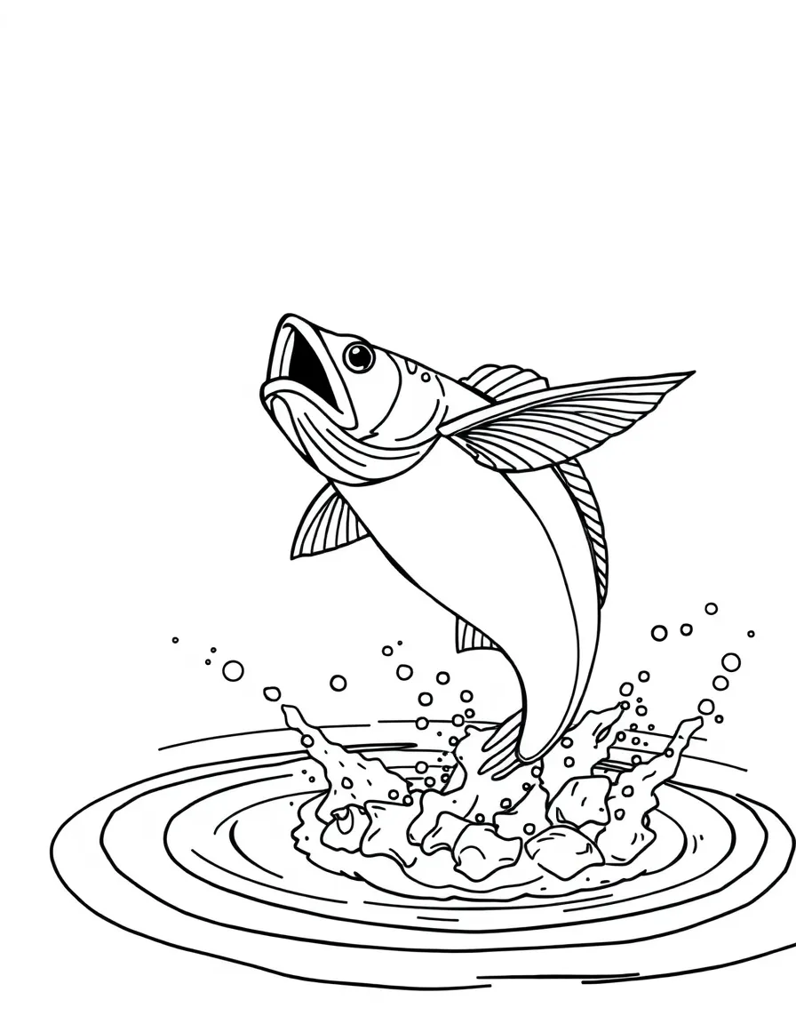 Flying fish at the surface, preparing to launch out of the water