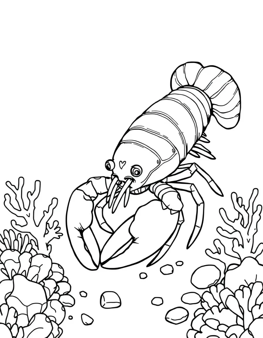 A slipper lobster with its flattened antenna plates searching under coral rubble