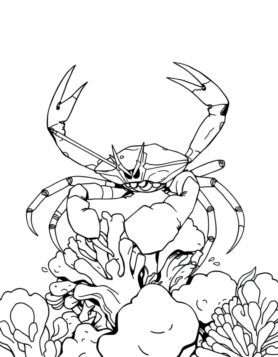 An arrow crab with its extraordinarily long, thin legs picked carefully across coral