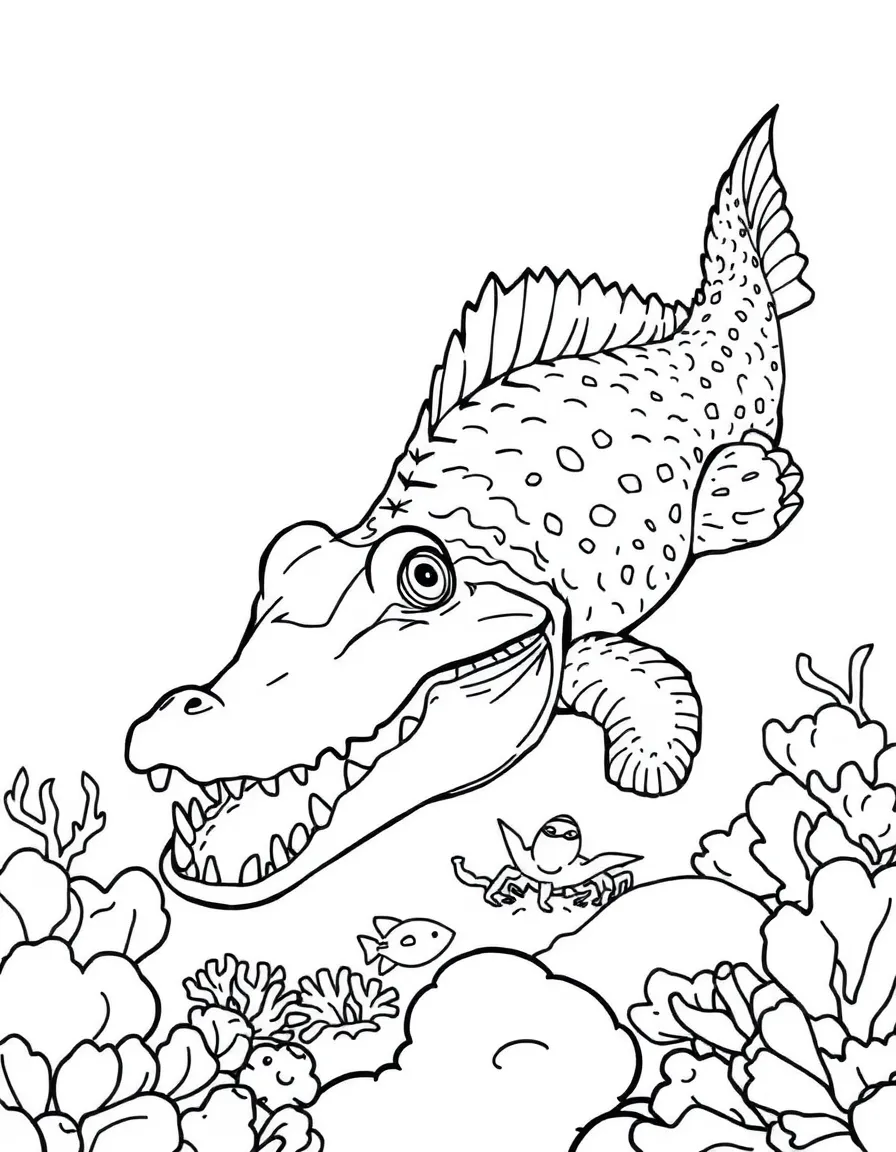 A crocodile fish lying in ambush, perfectly camouflaged against the reef bottom