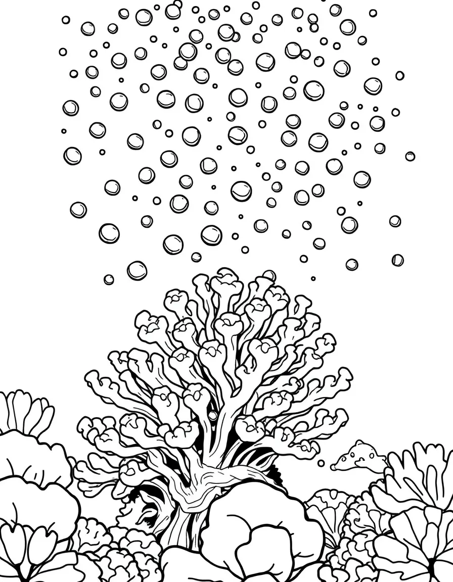 A coral spawning event with thousands of pink egg bundles floating upward like underwater snow