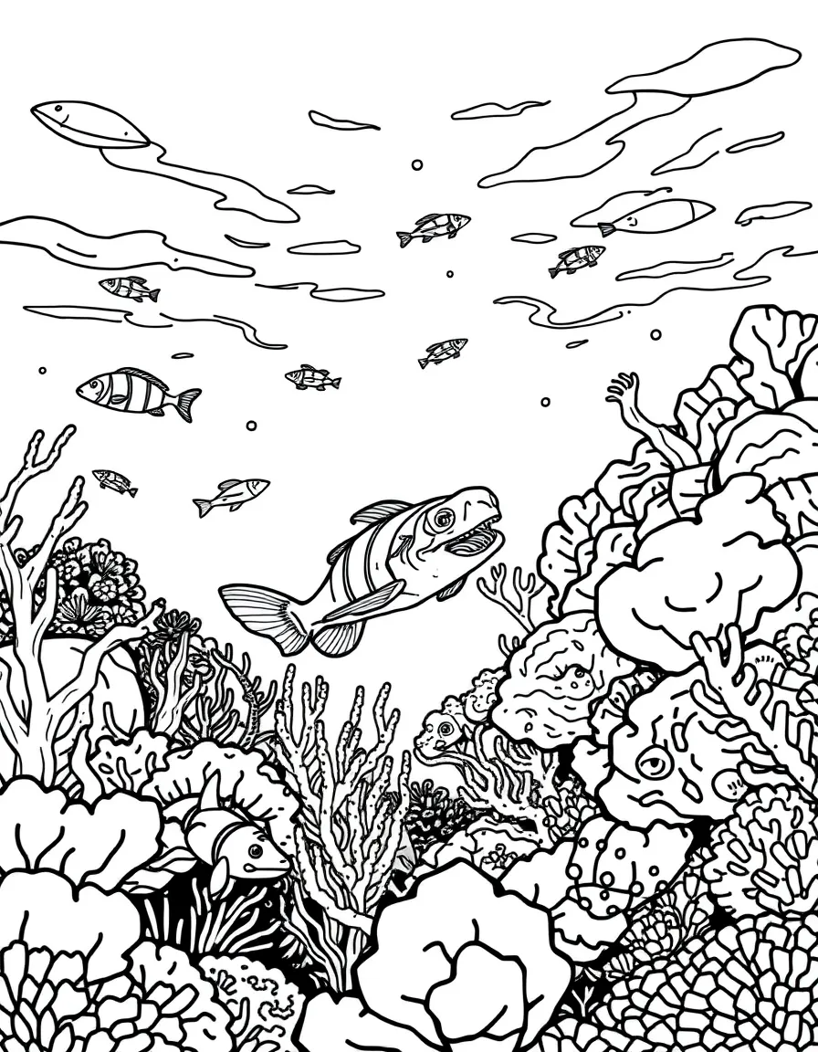 A reef at dusk when many predators become more active and hunting behaviors change
