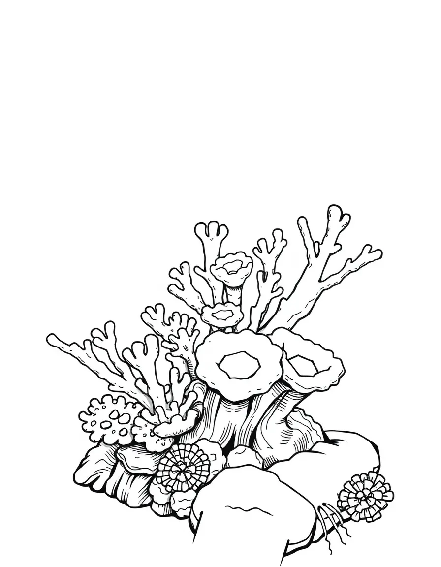 A coral restoration nursery with fragments growing on artificial structures