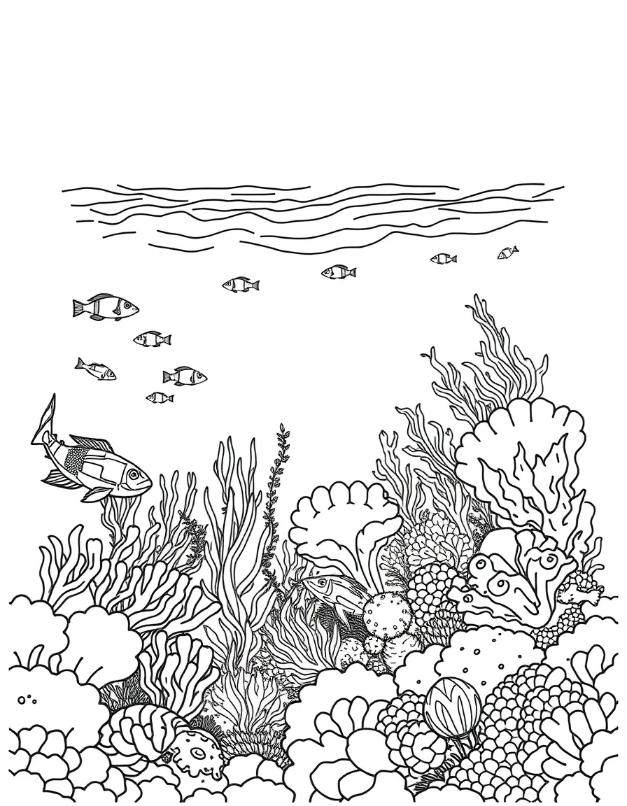 A reef community changing with depth showing vertical zonation of species