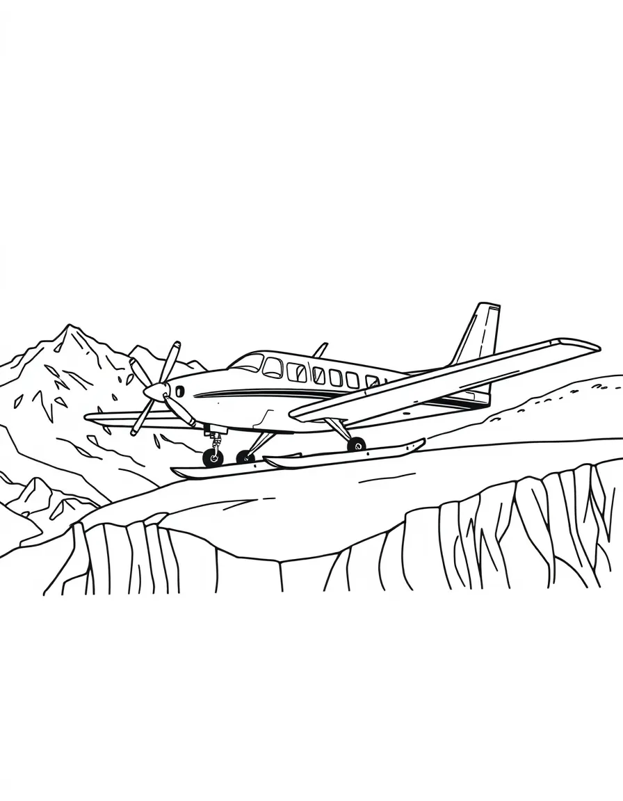 A ski-equipped plane landing on a glacier