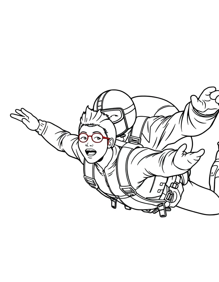 A skydiving instructor and student in tandem jump