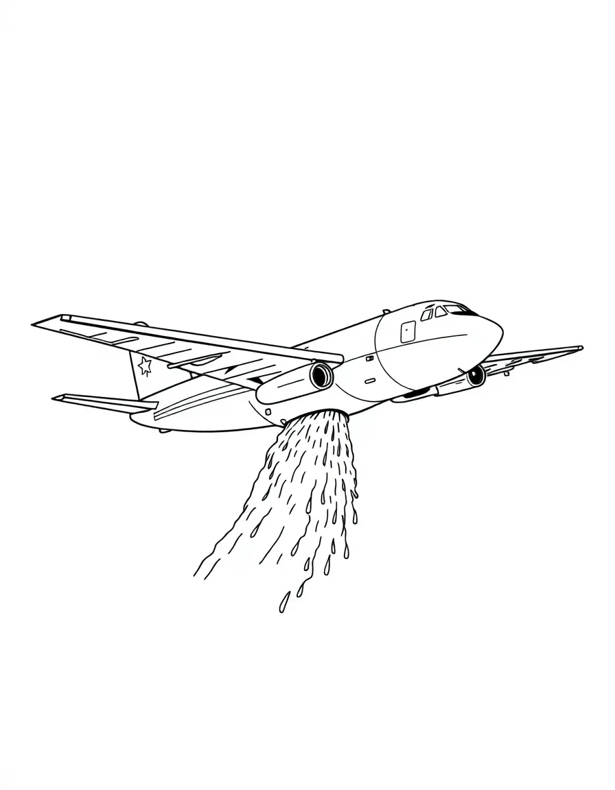 A firefighting super tanker aircraft dropping water