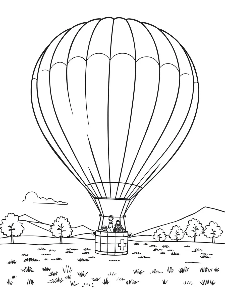 A hot air balloon being deflated after landing