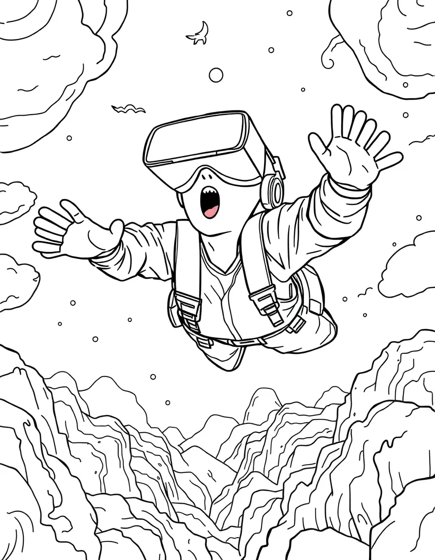 A virtual reality flying experience with headset