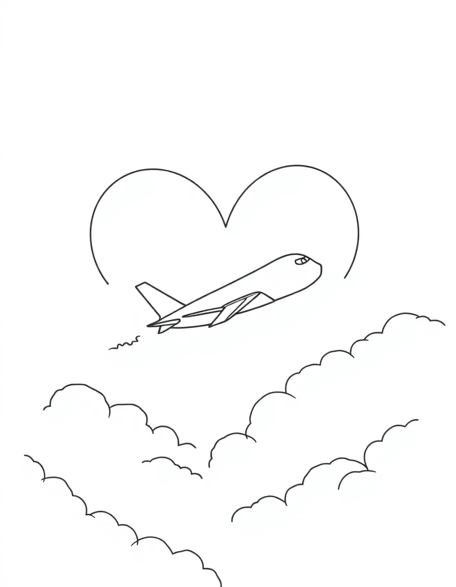 A plane writing a heart shape in the sky