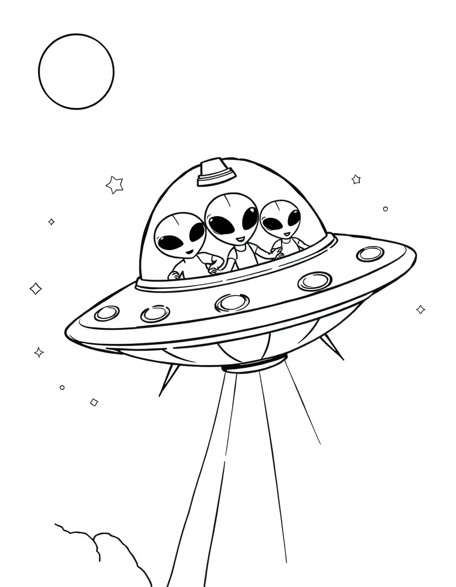 A flying saucer with friendly alien pilots