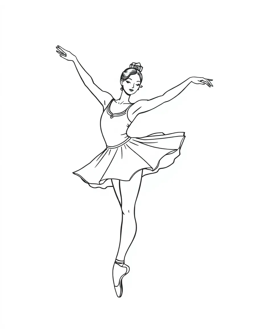 A ballet dancer performing fouettés with motion lines showing the movement