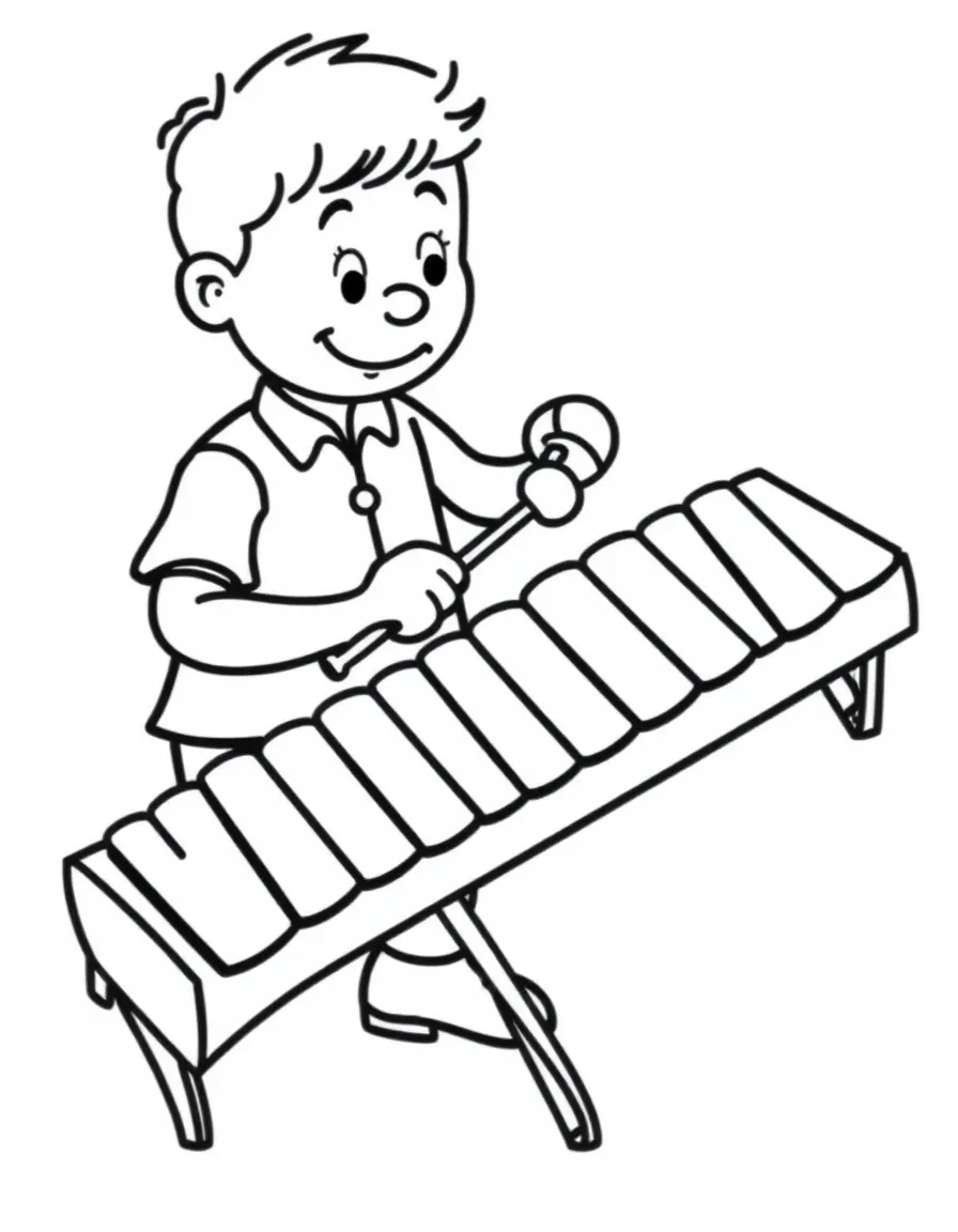 A xylophone player with mallets striking colorful bars