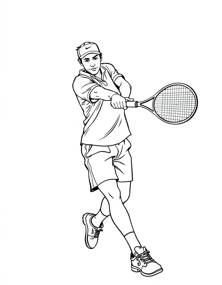 A tennis player hitting a backhand with proper footwork