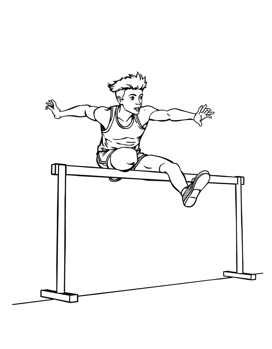 A hurdler clearing an obstacle with perfect form