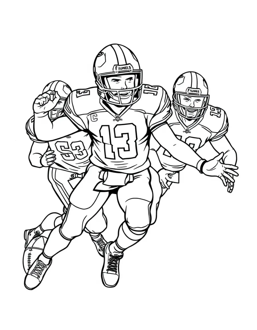 A football special teams unit in punt formation with details