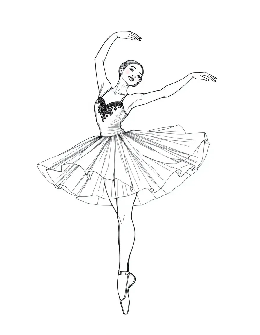 A ballerina in multiple exposure effect showing the progression of a grand jeté