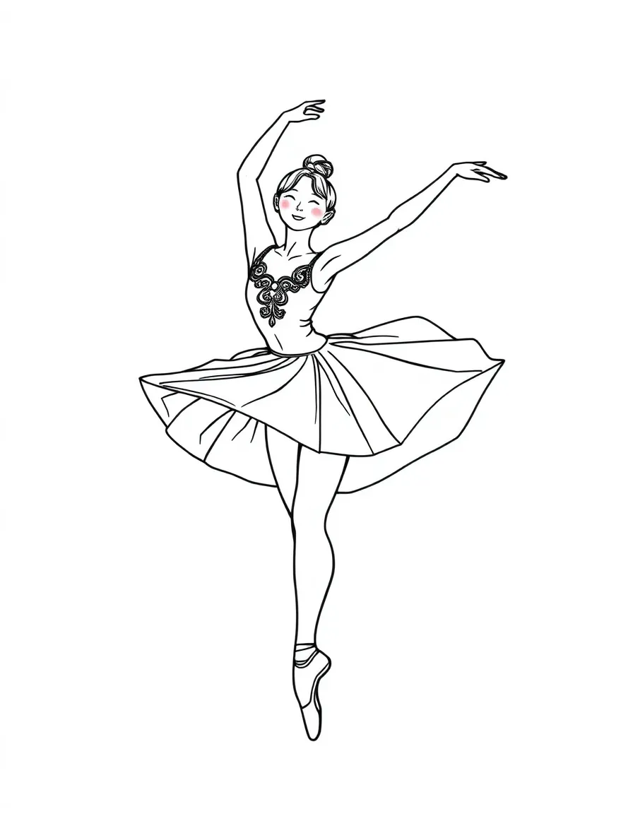 A ballet dancer in mid-spin captured from directly above