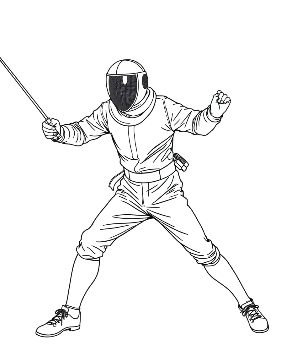 A fencer lunging with detailed equipment and proper form