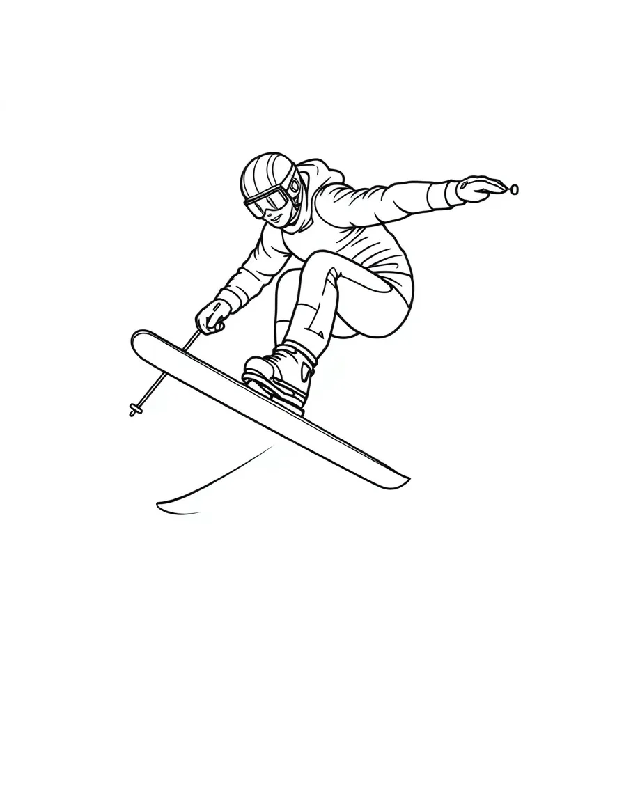 A ski jumper soaring with perfect aerodynamic form