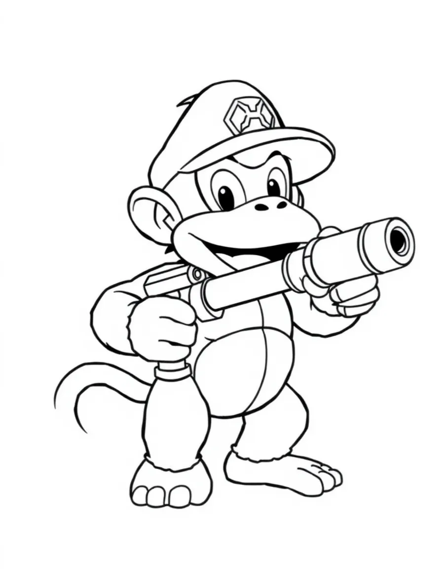 Diddy Kong wearing his trademark cap and holding peanut popguns