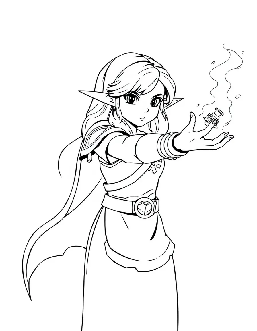 Zelda casting a magical spell with her hands glowing