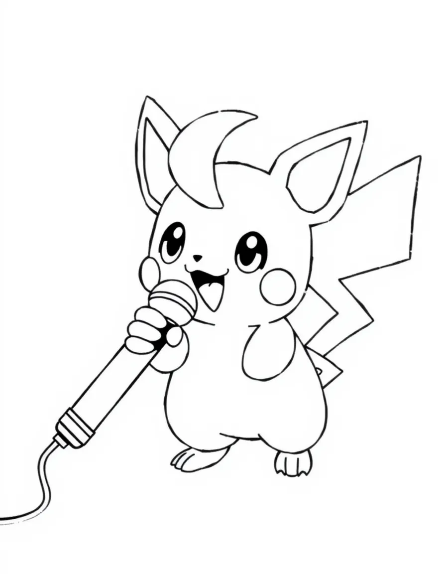 Jigglypuff holding a microphone ready to sing