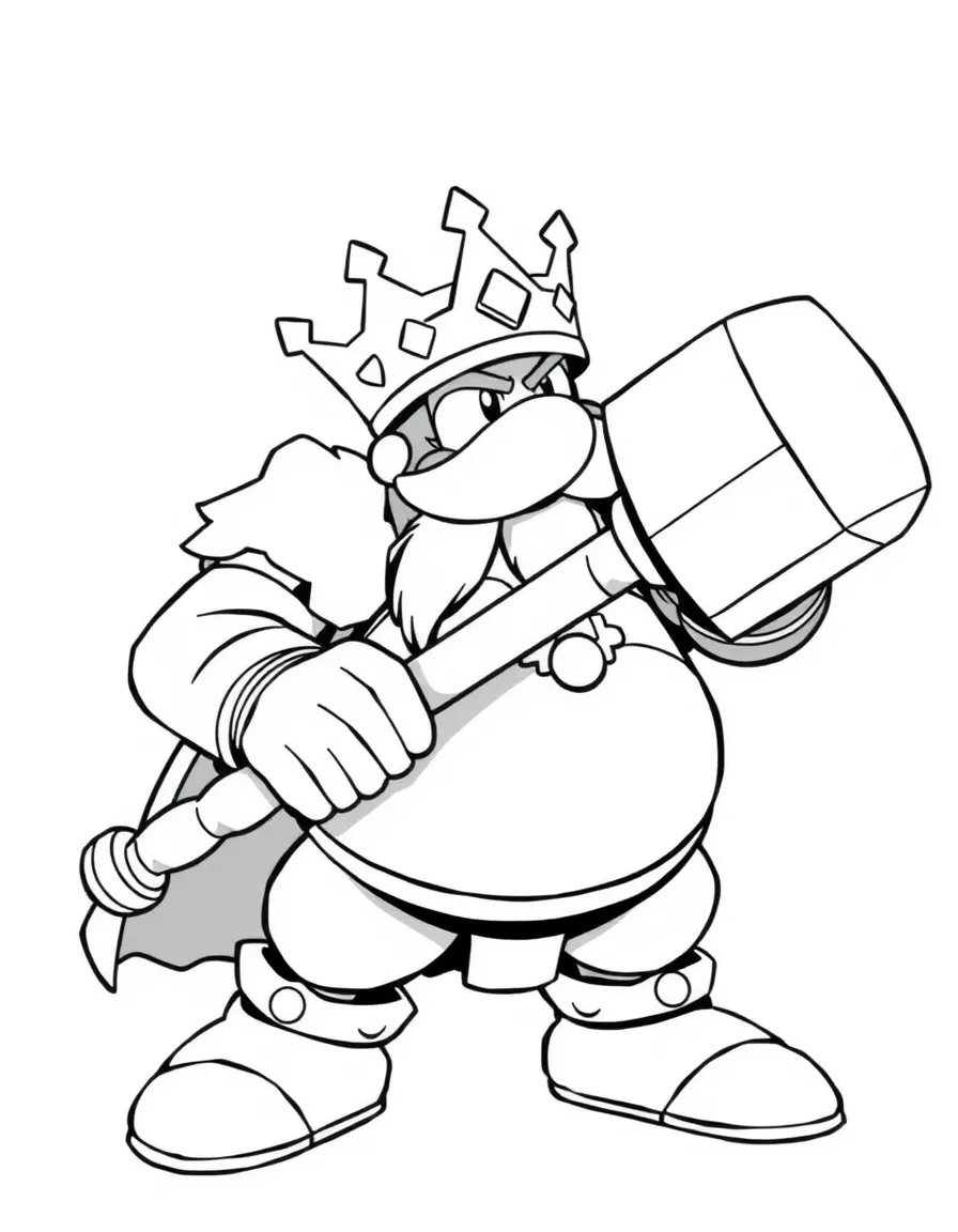 King Dedede wielding his massive hammer with a smirk