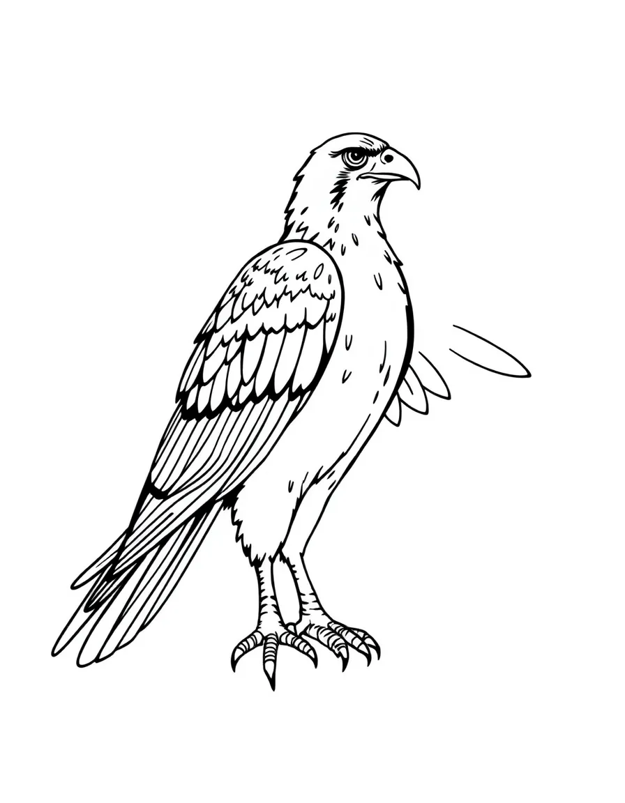 Falco Lombardi striking a confident pose with his wings spread