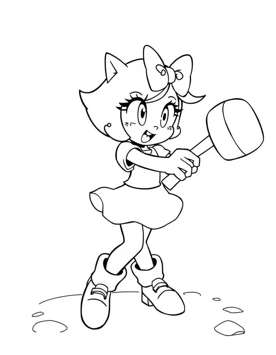 Amy Rose swinging her Piko Piko Hammer