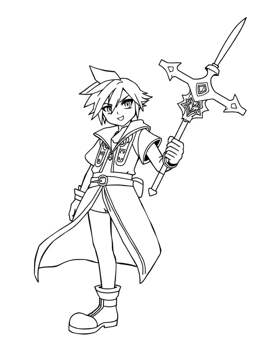 Sora from Kingdom Hearts with his Keyblade held high