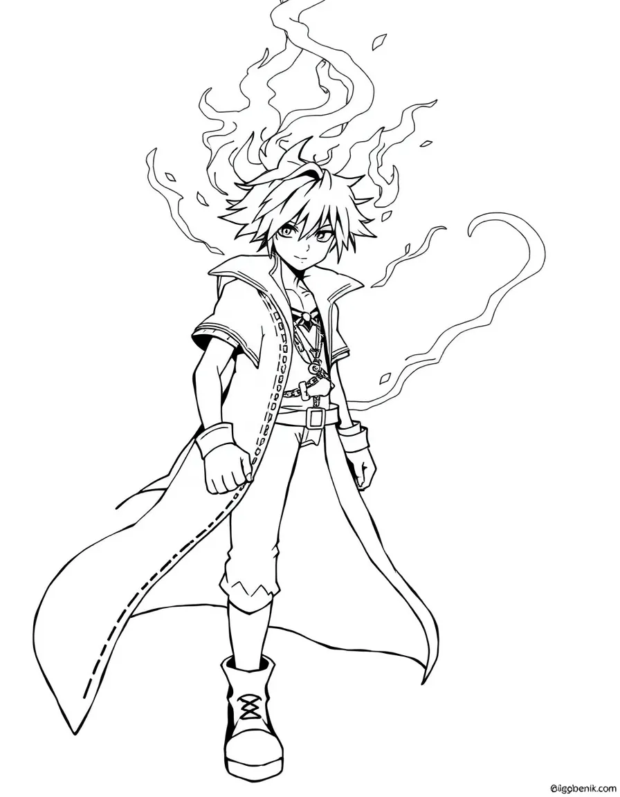 Riku from Kingdom Hearts with darkness and light swirling around him
