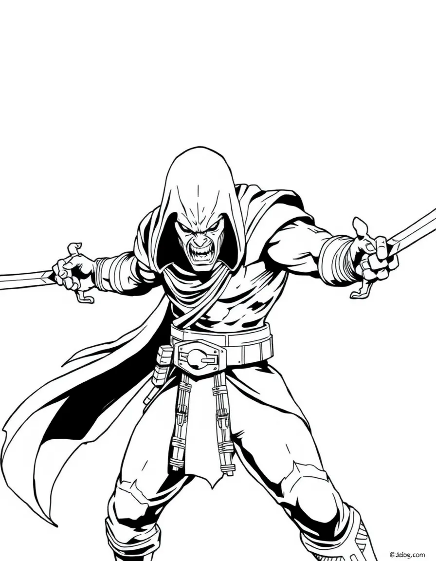 Baraka with arm blades extended and fierce expression