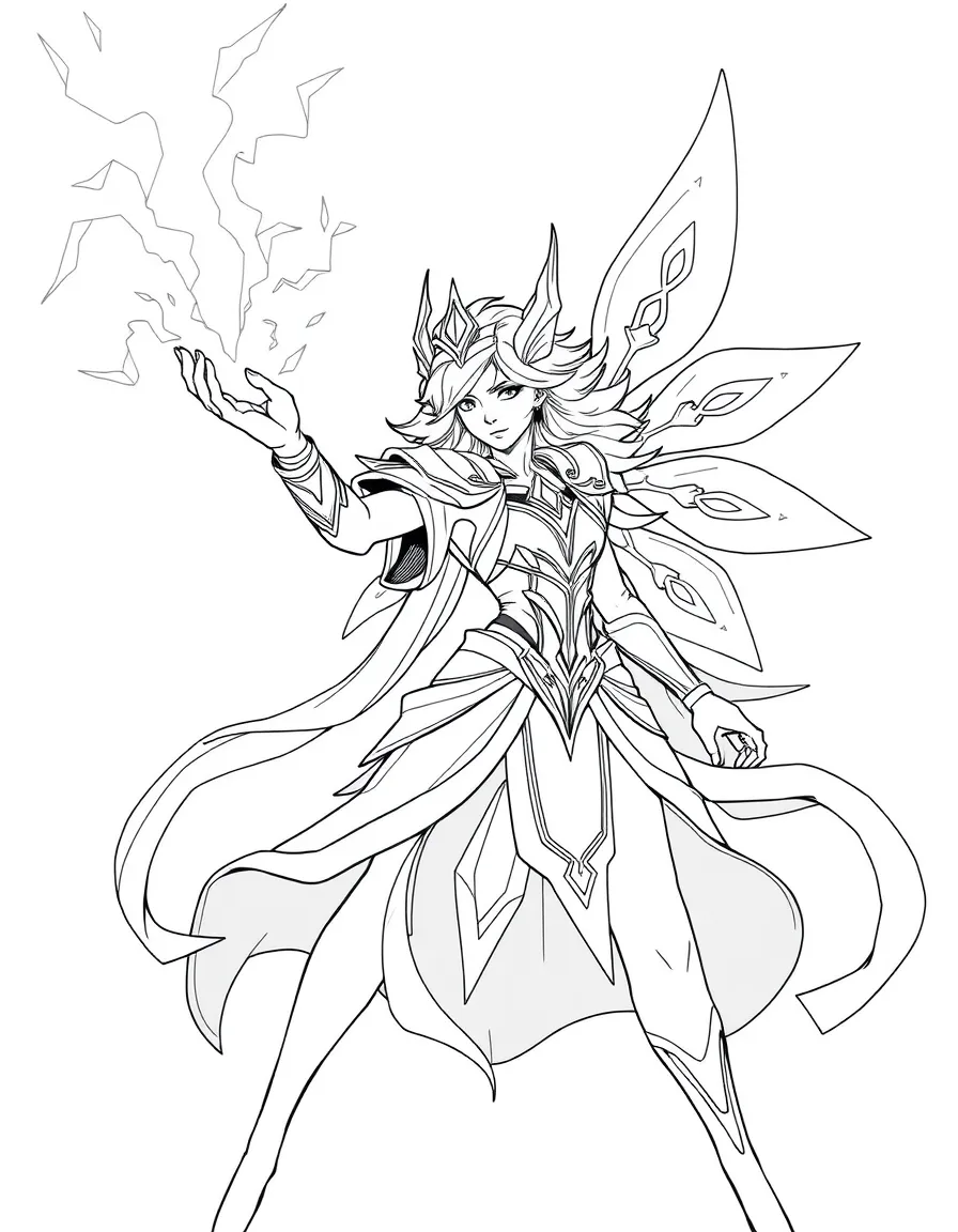 Lux from League of Legends casting a light binding spell