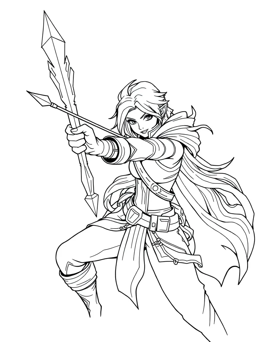 Ashe from League of Legends firing an enchanted crystal arrow