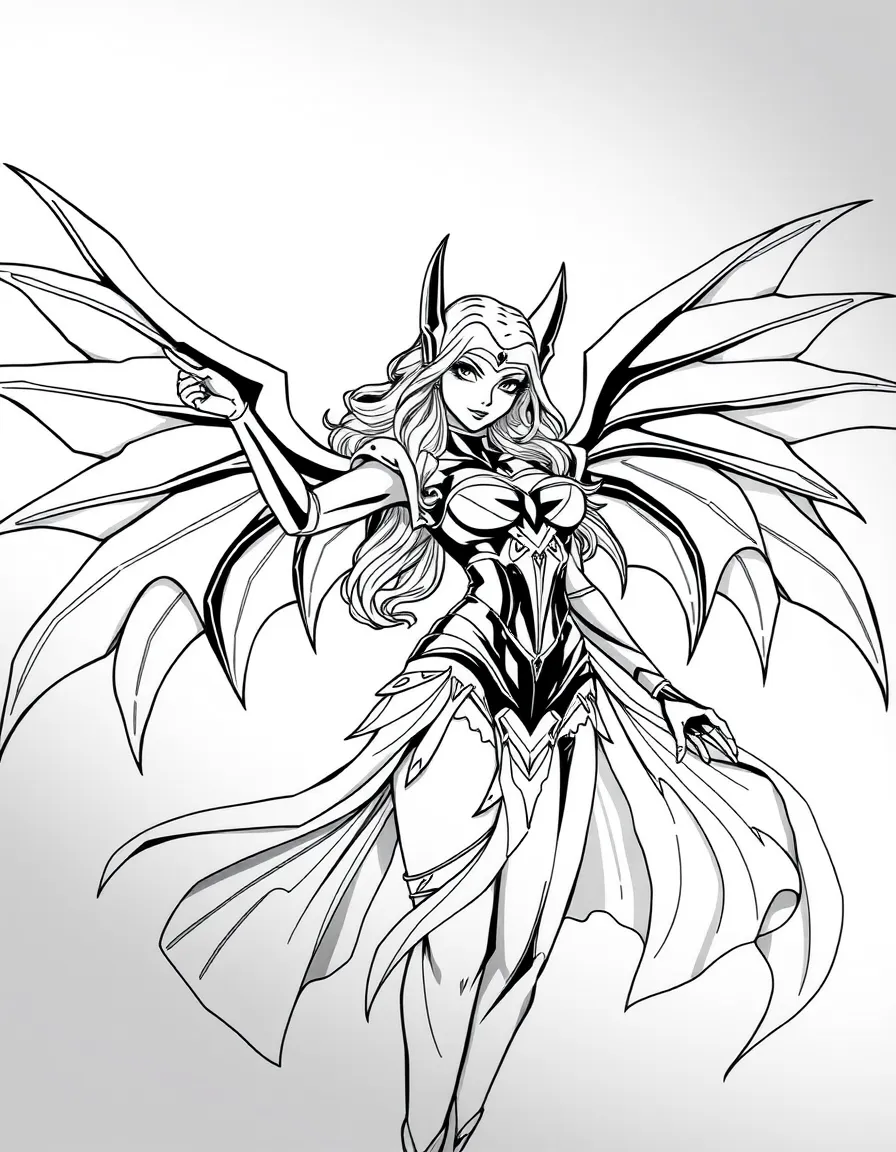 Morgana from League of Legends with her dark wings spread