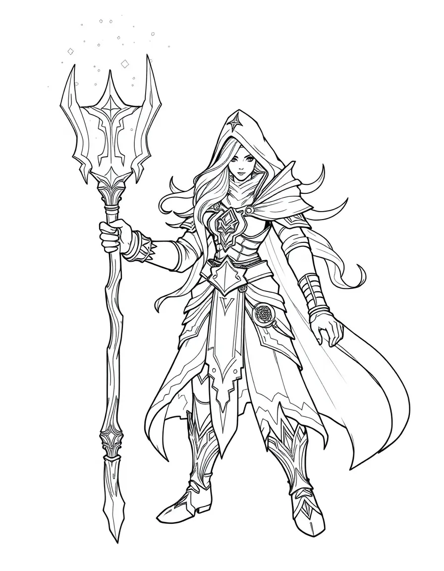 Dota 2's Crystal Maiden with frost surrounding her staff