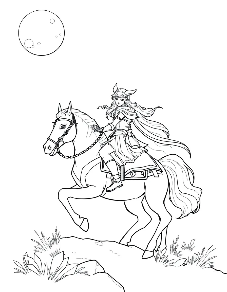 Dota 2's Luna riding her mount with moonbeam overhead