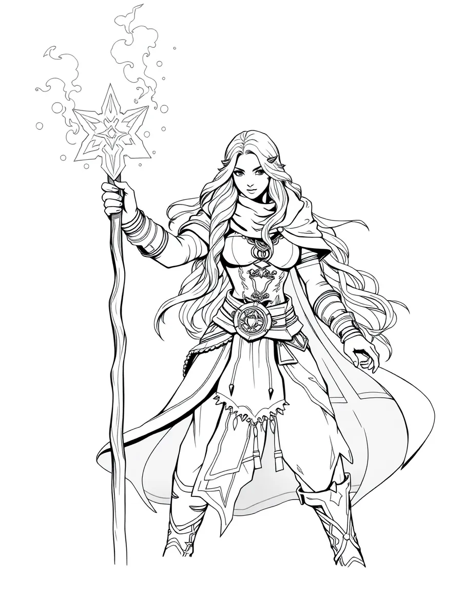 Jaina Proudmoore casting a frost spell with staff