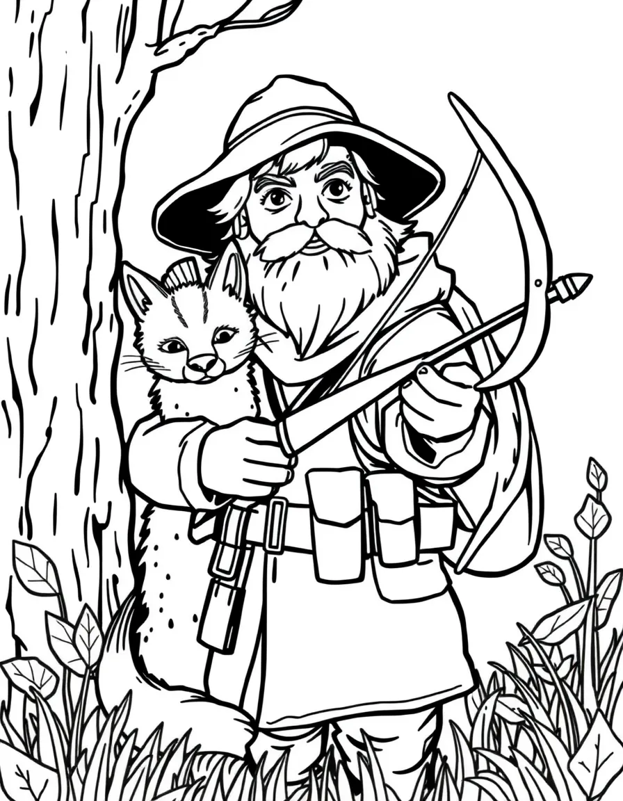 Hunter with animal companion and bow drawn