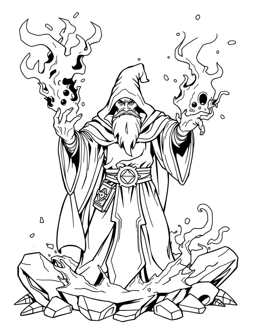 Mage casting Pyroblast with arcane symbols