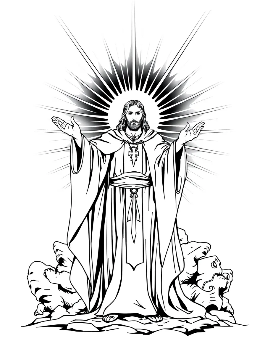 Priest with Holy Nova radiating outward