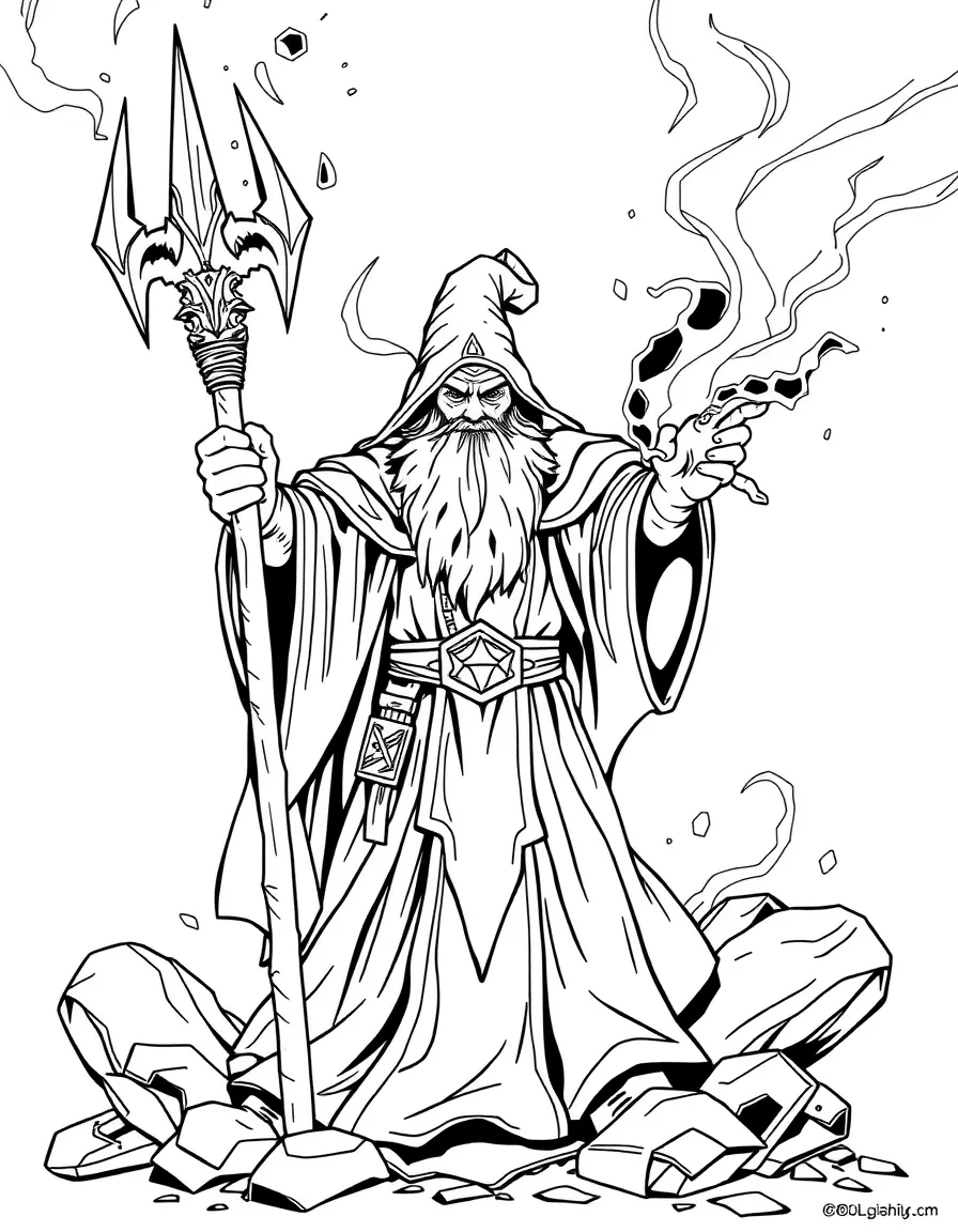 Wizard from Diablo casting disintegrate beam