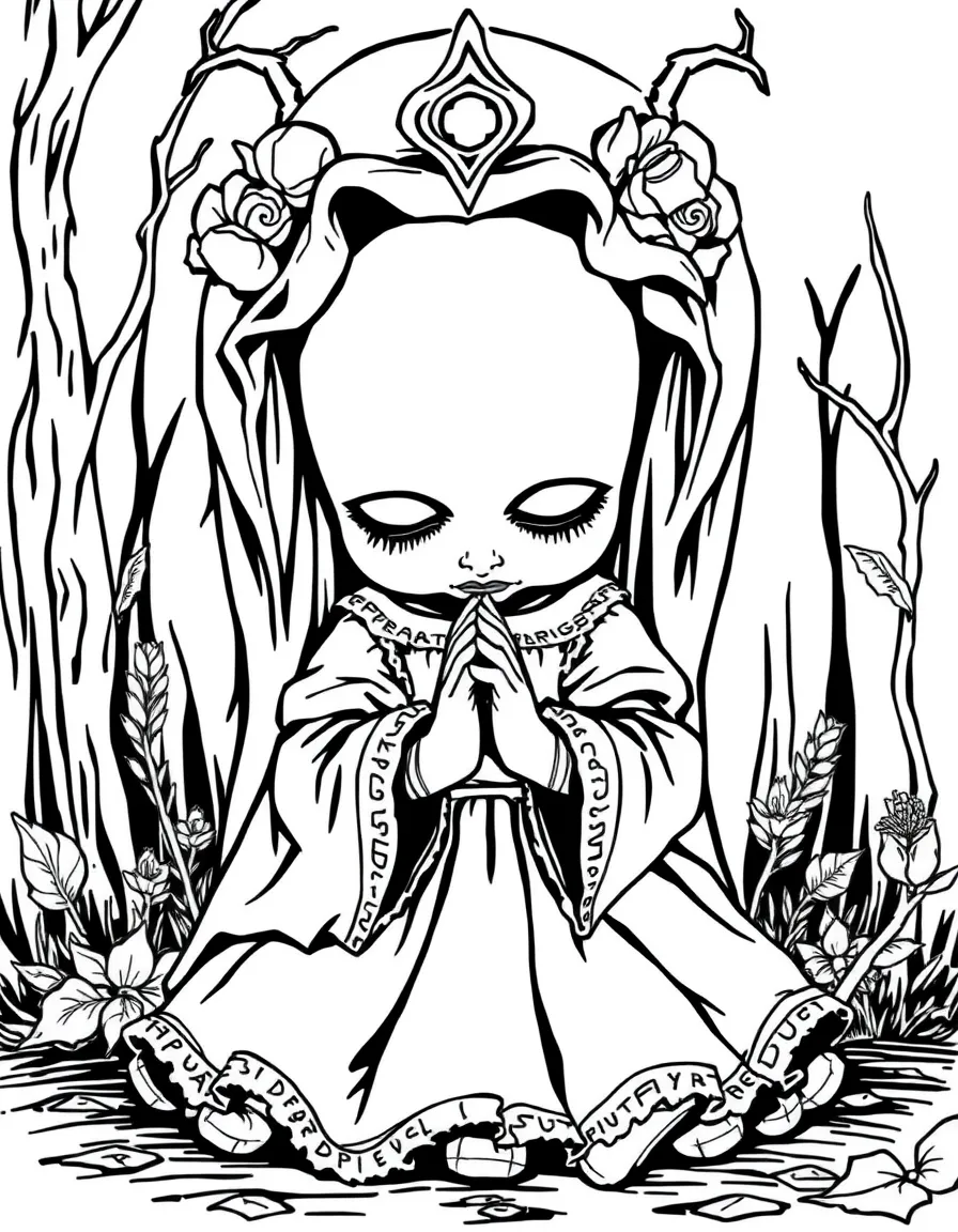 The Doll from Bloodborne in prayer position