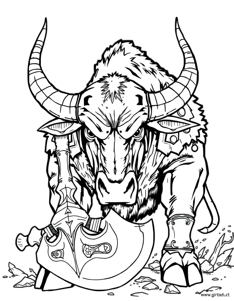 Iron Bull from Dragon Age with massive axe and horns