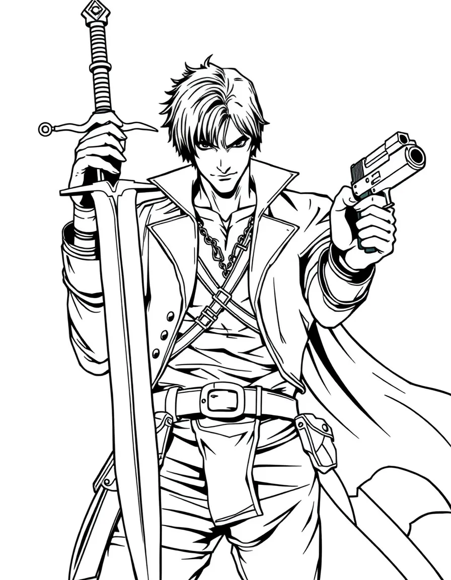 Dante from Devil May Cry with Rebellion sword and dual pistols
