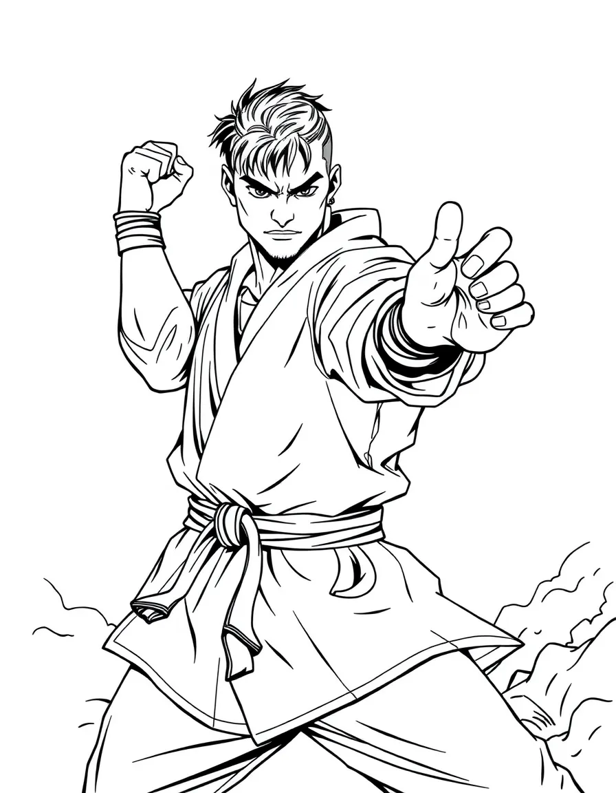 Andy Bogard in ninja stance with focused chi