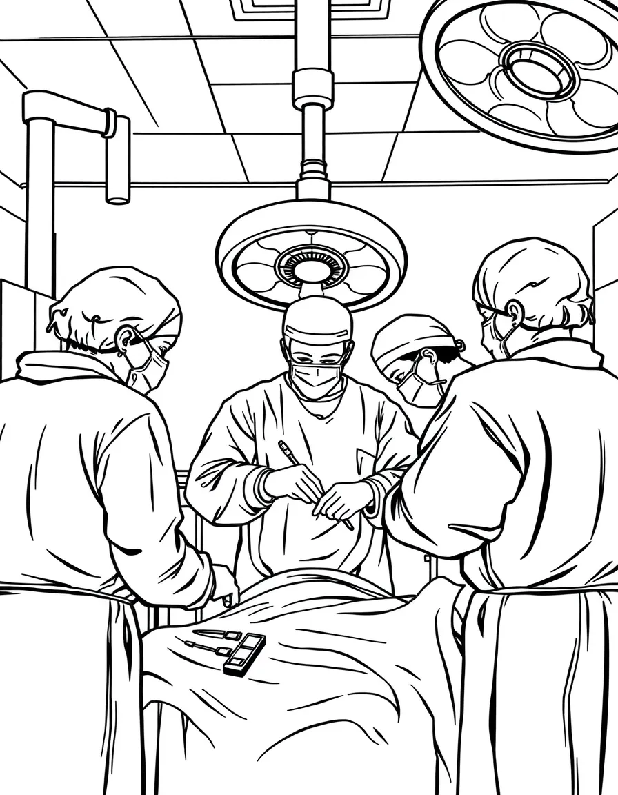 A surgeon performing an operation with a team in an operating room
